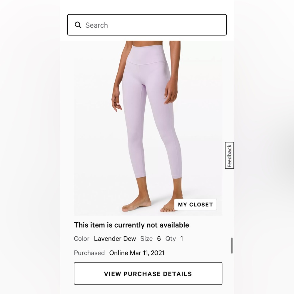 LULULEMON Lavender Dew wunder under HR tight 25 in lavender dew lulu leggings